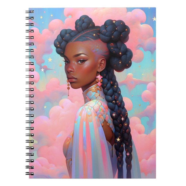 Cosmic Dam African American Fantasy Art Anteckningsbok (Framsidan)