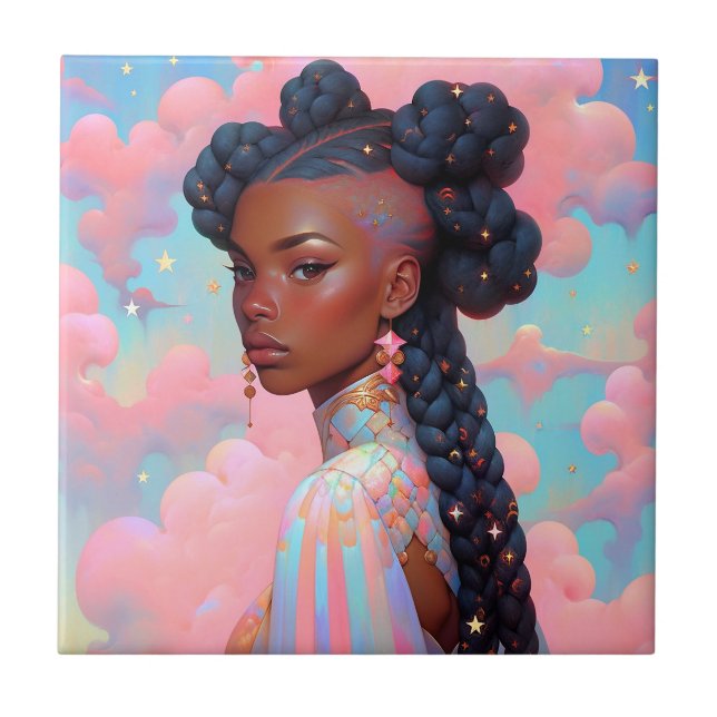 Cosmic Dam African American Fantasy Art Kakelplatta (Framsidan)
