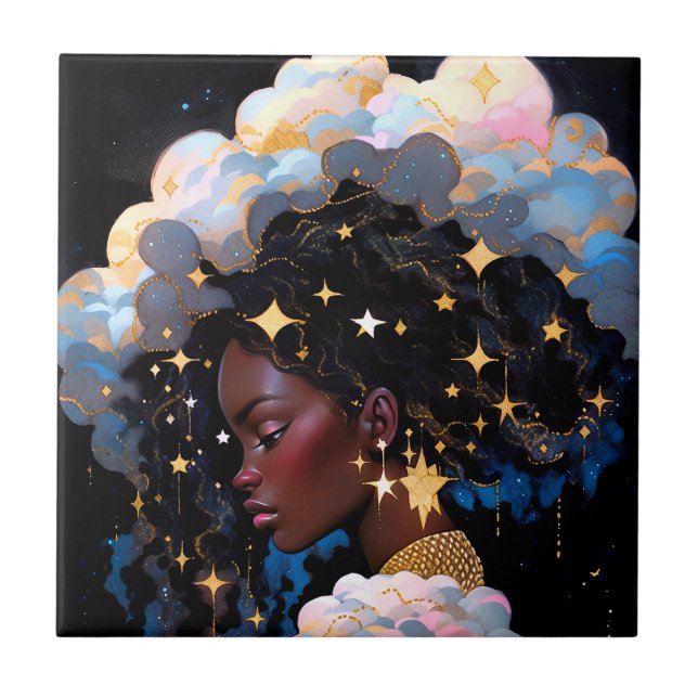 Cosmic Dam African American Fantasy Art Kakelplatta (Framsidan)
