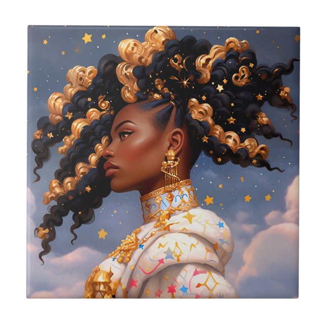 Cosmic Dam African American Fantasy Art Kakelplatta (Framsidan)