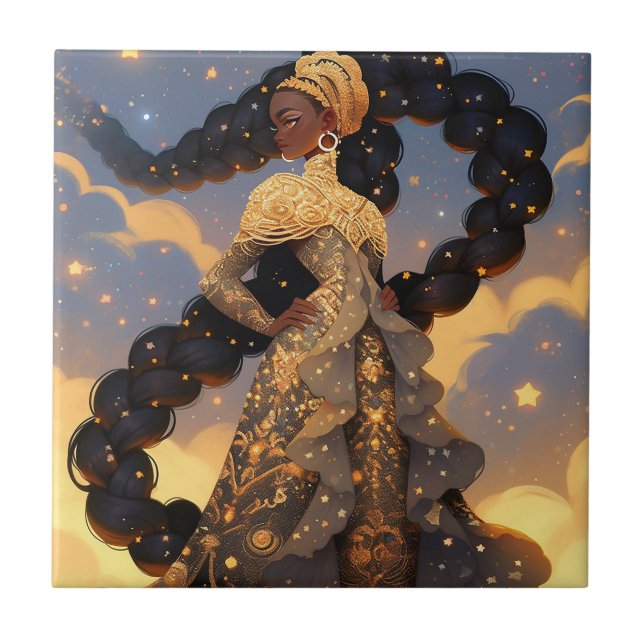 Cosmic Dam African American Fantasy Art Kakelplatta (Framsidan)