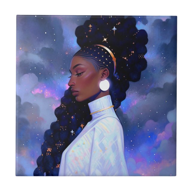 Cosmic Dam African American Fantasy Art Kakelplatta (Framsidan)