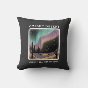 Cosmic Desert Aurora • Retro Western Nattlig Himme Kudde