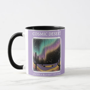 Cosmic Desert Aurora • Retro Western Nattlig Himme Mugg