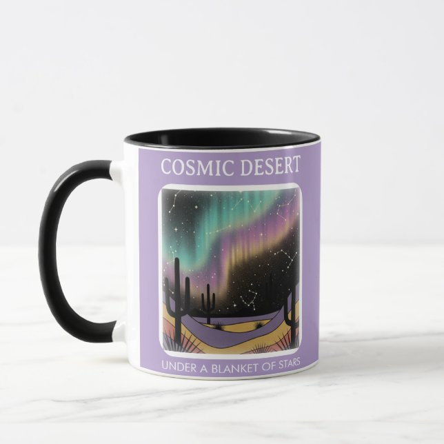 Cosmic Desert Aurora • Retro Western Nattlig Himme Mugg (Vänster)