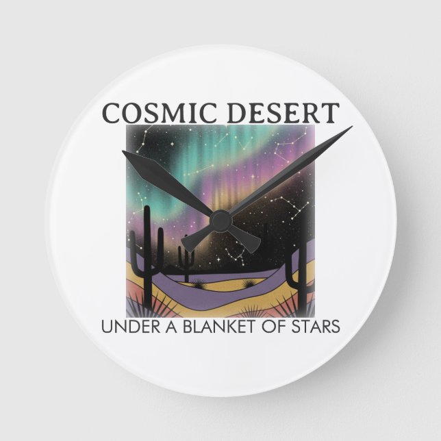 Cosmic Desert Aurora • Western Retro (NO NUMBERS) Rund Klocka (Framsida)