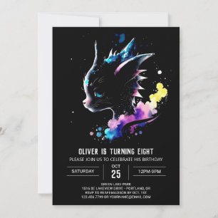 Cosmic Dragon Stollig Birthday Inbjudningar