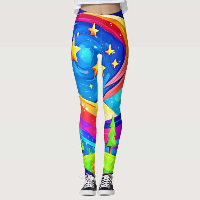 Cosmic Dreamscape: A Celestial Adventure Leggings (Framsida)