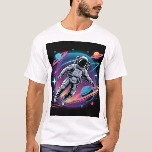 Cosmic Drift - Astronaut i Neon Galaxy T Shirt