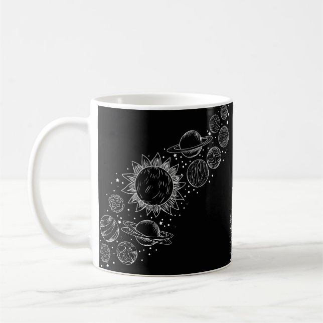 Cosmic Elegance: svart planets Kaffemugg (Vänster)