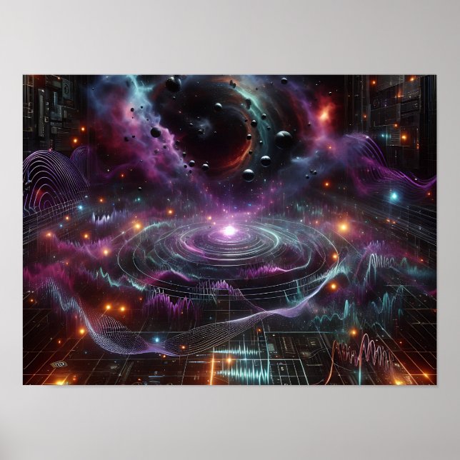 Cosmic Energy Waves And Pulses Sci-fi Space Poster (Framsidan)