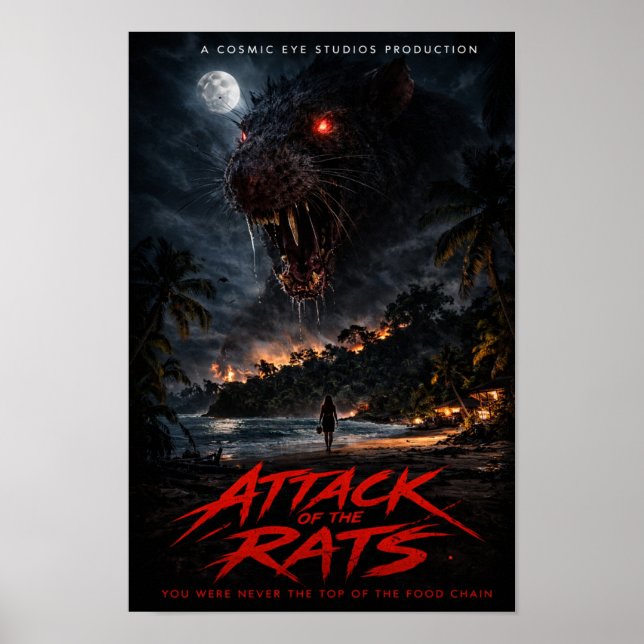 Cosmic Eye – Night Beach Creature Horror Poster (Framsidan)