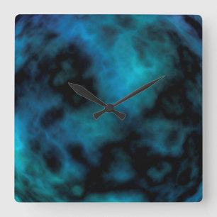 Cosmic Faux Blue Marble Fyrkantig Klocka