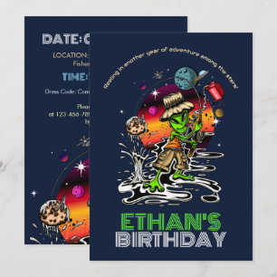 Cosmic Fisherman Birthday Inbjudningar