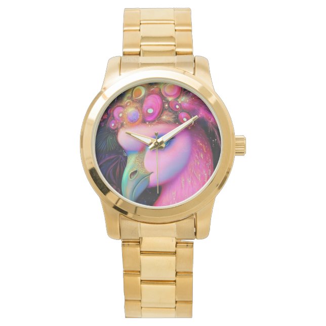 Cosmic Flamingo Queen Armbandsur (Framsida)