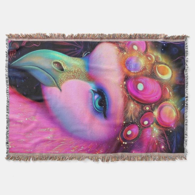 Cosmic Flamingo Queen Filt (Framsidan)