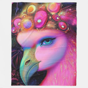 Cosmic Flamingo Queen Fleecefilt