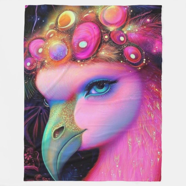 Cosmic Flamingo Queen Fleecefilt (Framsidan)