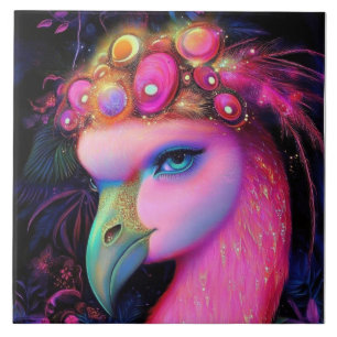 Cosmic Flamingo Queen Kakelplatta
