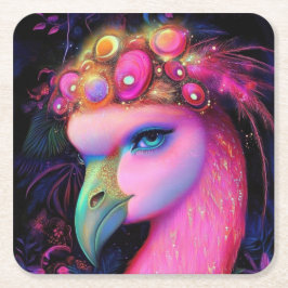 Cosmic Flamingo Queen Underlägg Papper Kvadrat