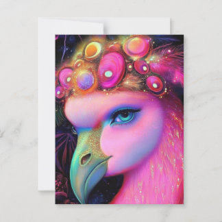 Cosmic Flamingo Queen Vykort