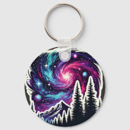 Cosmic Forest: Galaxy Meets Nature Nyckelring