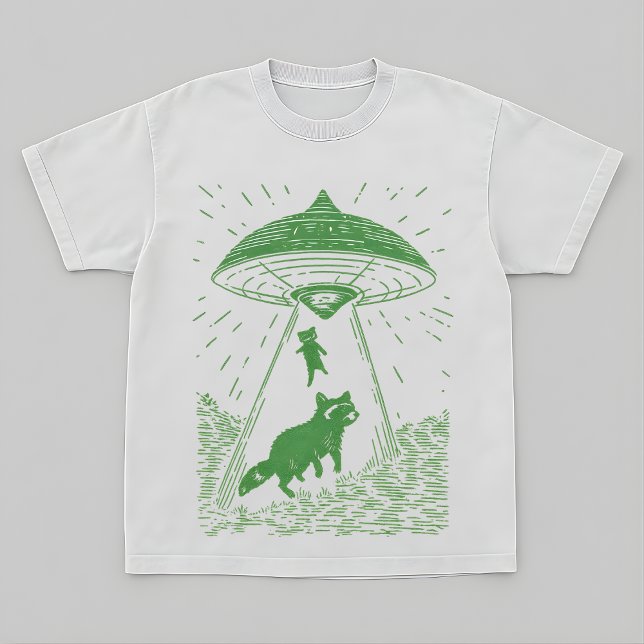 Cosmic Forest Raccoon UFO Design Tee (Skapare uppladdad)