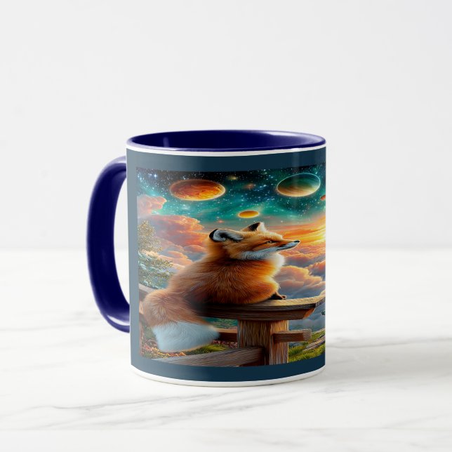 Cosmic Fox and Planets Magical Sunset Mug Mugg (Framsida vänster)