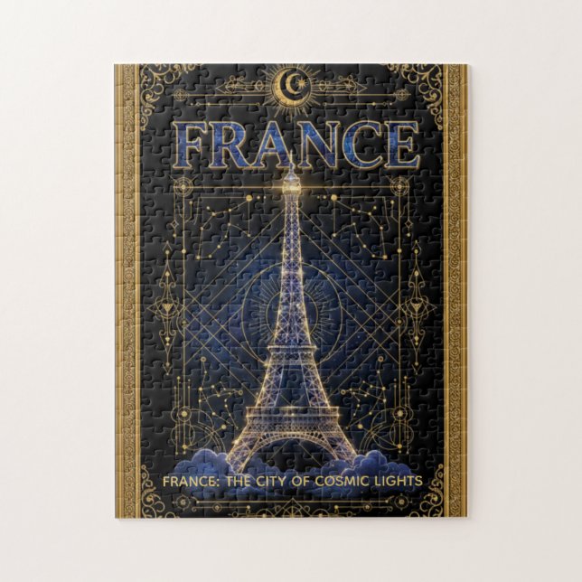 Cosmic France Eiffel Tower Celestial Art Pussel (Vertikal)