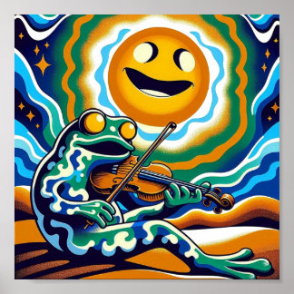 Cosmic Frog Musician: Psychedelic Sergranat Art Poster