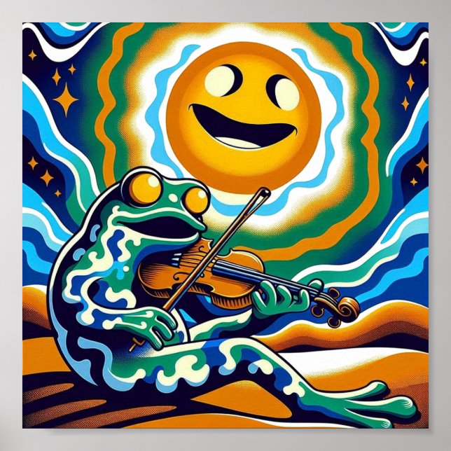 Cosmic Frog Musician: Psychedelic Sergranat Art Poster (Framsidan)