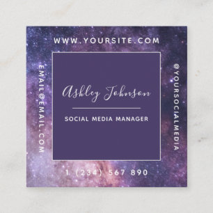 Cosmic Galaxy Futuristiska Modern Social Media Nat Fyrkantigt Visitkort