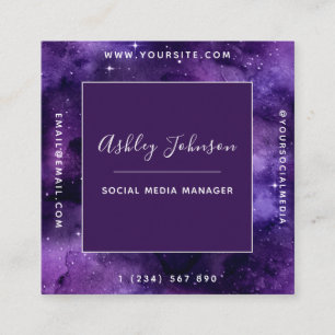 Cosmic Galaxy Futuristiska Modern Social Media Spa Fyrkantigt Visitkort
