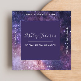 Cosmic Galaxy Futuristiska Modern Social Media Spa Fyrkantigt Visitkort