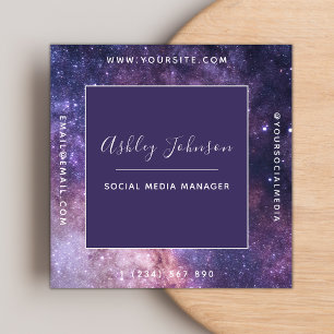 Cosmic Galaxy Futuristiska Modern Social Media Spa Fyrkantigt Visitkort