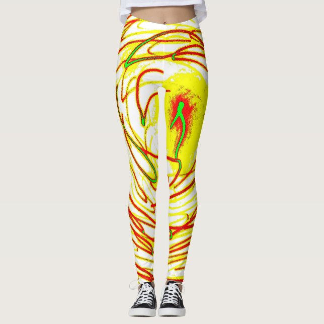 Cosmic Galaxy Leggings – Neon Space Art Pattern (Framsida)