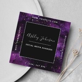 Cosmic Galaxy Modern Social Media Space Sparkles Fyrkantigt Visitkort