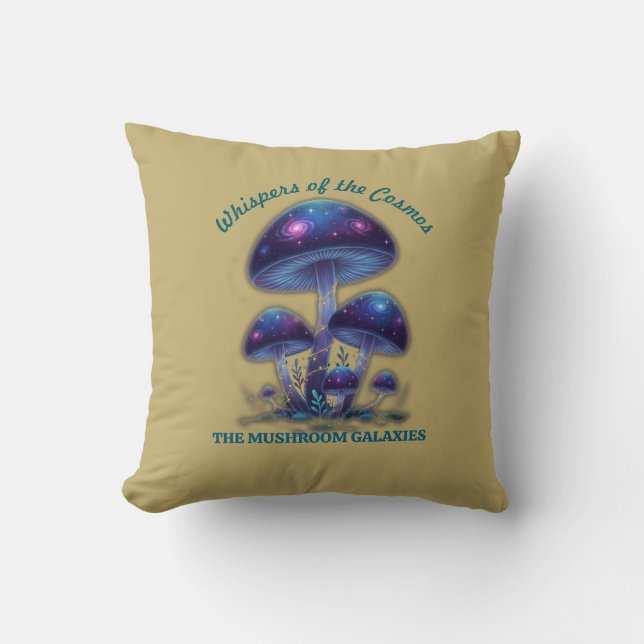 Cosmic Galaxy Mushrooms • Whimsical Fantasy Fungi  Kudde (Framsida)