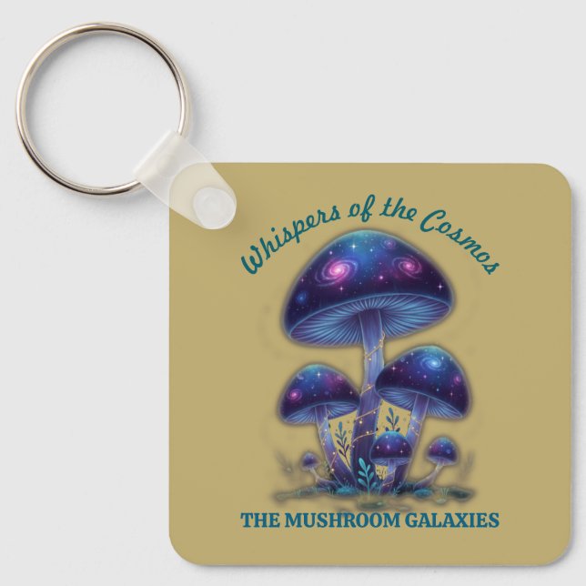 Cosmic Galaxy Mushrooms • Whimsical Fantasy Fungi  Nyckelring (Framsida)