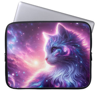 Cosmic Galaxy Mystical Feline Celestial Laptop Fodral