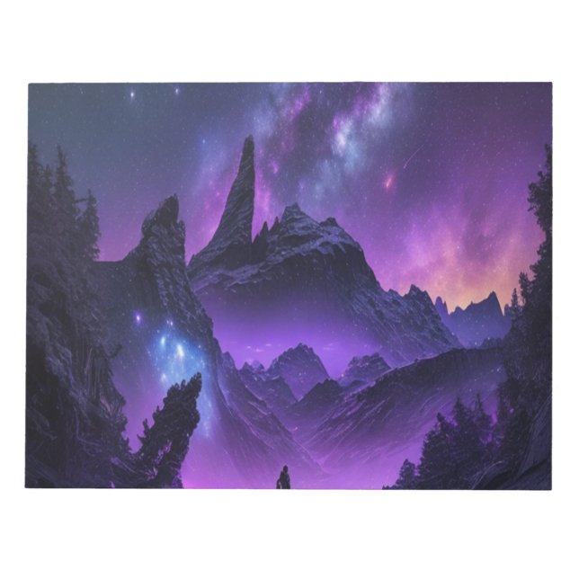 Cosmic Galaxy Night Sky Purple Sci-Fi Spiral Anteckningsblock (Framsida)