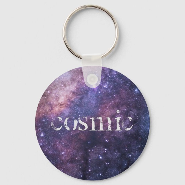 Cosmic Galaxy Outta Space Universe blue lilac Nyckelring (Framsida)