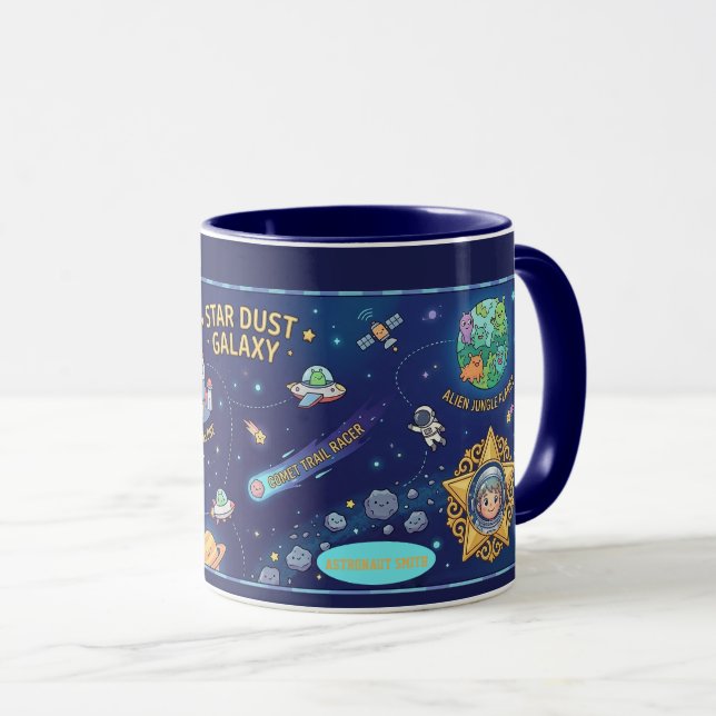 Cosmic Galaxy Star Dust Map Kids Adventure Mug Mugg (Framsida höger)