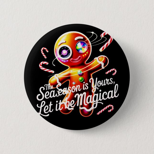 Cosmic Gingerbread Pin Buttons Set Magical Holiday Knapp (Framsida)