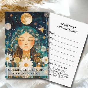 Cosmic Girl Boho Moon Salong Utnämningskort Tidsbeställning Kort