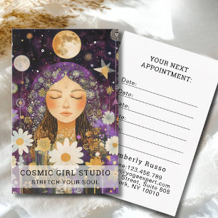 Cosmic Girl Boho Moon Salong Utnämningskort Tidsbeställning Kort