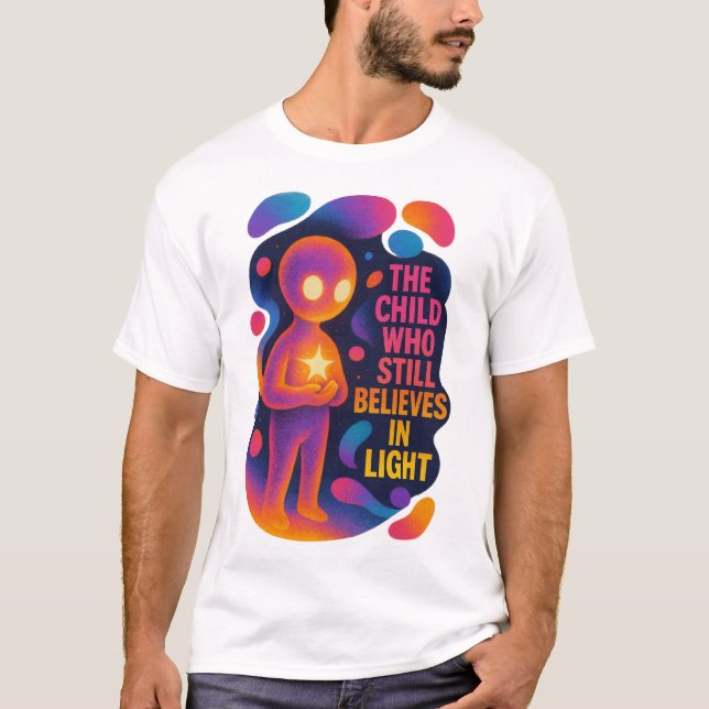Cosmic Glow Character & Inspirational Art T Shirt (Framsida)