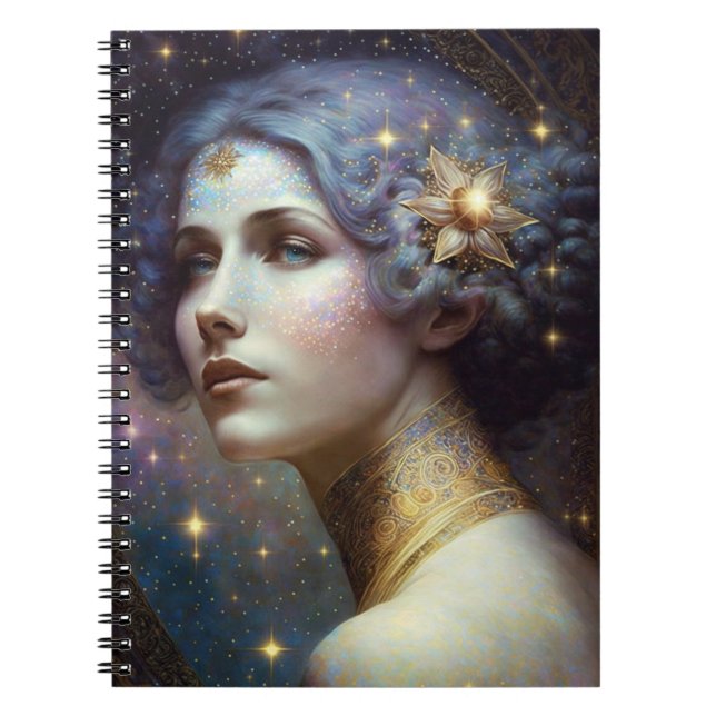 Cosmic Goddess Fantasy Art Notebook Anteckningsbok (Framsidan)