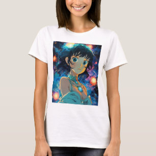 "Cosmic Goddess: Studio Ghibli-Inspired Maximalist T Shirt
