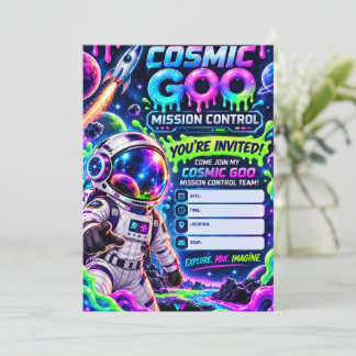 COSMIC GOO UPPDRAGSKONTROLL RYMDSLIM FÖDELSEDAG INBJUDNINGAR